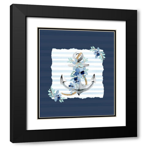 Floral Anchor 2 Black Modern Wood Framed Art Print with Double Matting by Allen, Kimberly