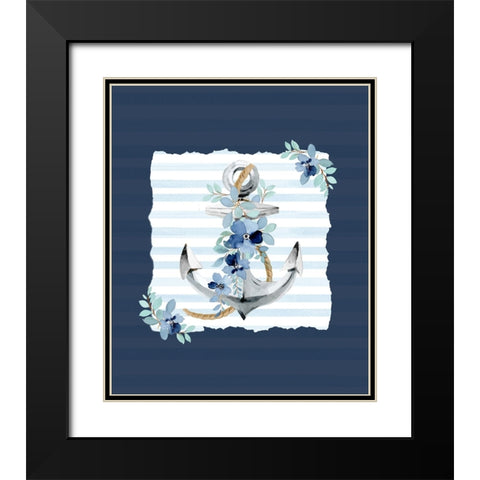 Floral Anchor 2 Black Modern Wood Framed Art Print with Double Matting by Allen, Kimberly