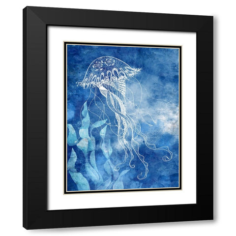 White Sea Creatures 1 Black Modern Wood Framed Art Print with Double Matting by Allen, Kimberly