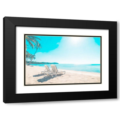 Beach Sitting Black Modern Wood Framed Art Print with Double Matting by Allen, Kimberly