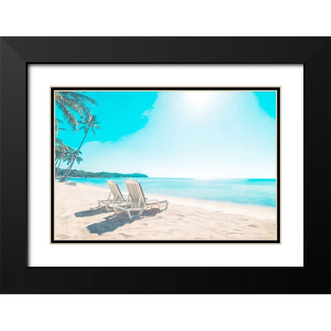 Beach Sitting Black Modern Wood Framed Art Print with Double Matting by Allen, Kimberly