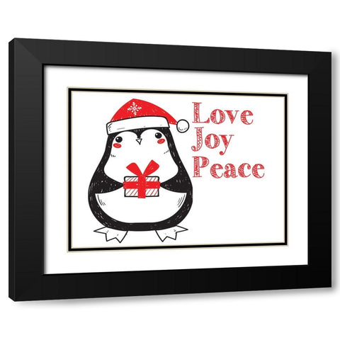 Penguin Christmas 3 Black Modern Wood Framed Art Print with Double Matting by Allen, Kimberly