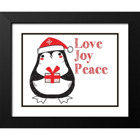 Penguin Christmas 3 Black Modern Wood Framed Art Print with Double Matting by Allen, Kimberly