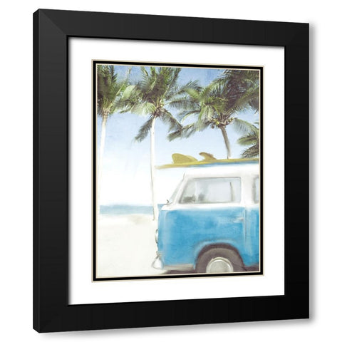Beach Van Black Modern Wood Framed Art Print with Double Matting by Allen, Kimberly