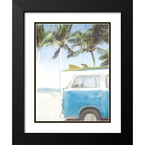 Beach Van Black Modern Wood Framed Art Print with Double Matting by Allen, Kimberly