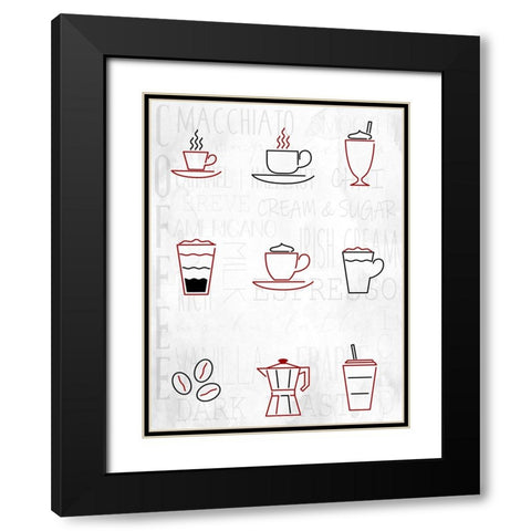 Coffee Chart Black Modern Wood Framed Art Print with Double Matting by Allen, Kimberly