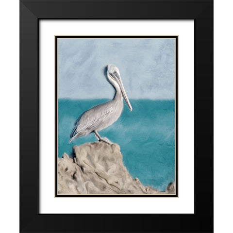 Pelican Perch Black Modern Wood Framed Art Print with Double Matting by Allen, Kimberly