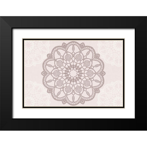 Rose Mandala Black Modern Wood Framed Art Print with Double Matting by Allen, Kimberly