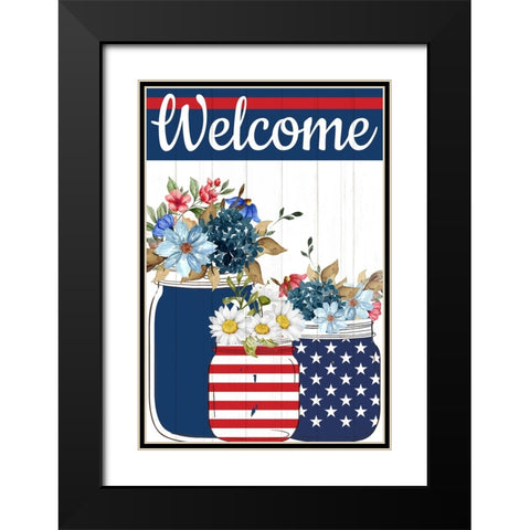 Mason Jar Welcome Black Modern Wood Framed Art Print with Double Matting by Allen, Kimberly