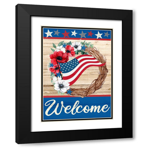 Patriotic Wreath Black Modern Wood Framed Art Print with Double Matting by Allen, Kimberly