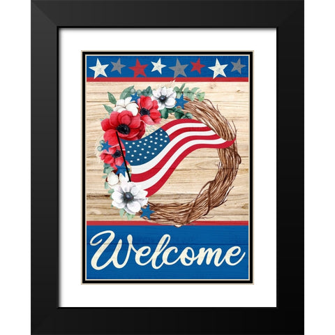 Patriotic Wreath Black Modern Wood Framed Art Print with Double Matting by Allen, Kimberly