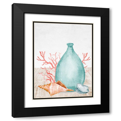 Sea Glass Shells 2 Black Modern Wood Framed Art Print with Double Matting by Allen, Kimberly