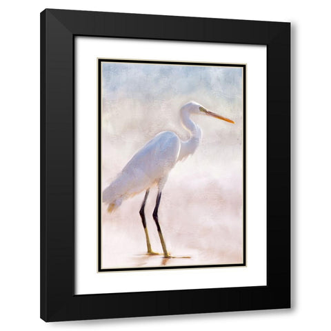 White Heron Black Modern Wood Framed Art Print with Double Matting by Allen, Kimberly