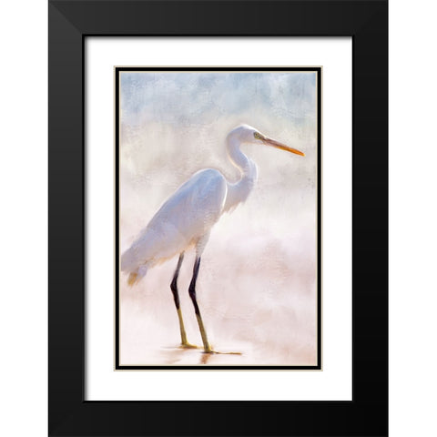 White Heron Black Modern Wood Framed Art Print with Double Matting by Allen, Kimberly