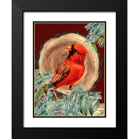 Cardinal Wood Round Black Modern Wood Framed Art Print with Double Matting by Allen, Kimberly