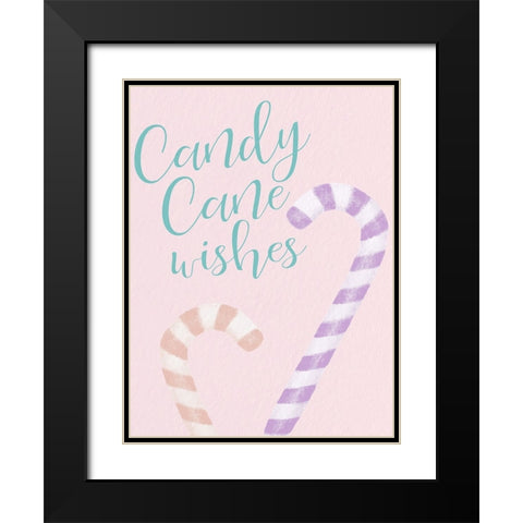 Candy Cane Wishes Pastel Black Modern Wood Framed Art Print with Double Matting by Allen, Kimberly
