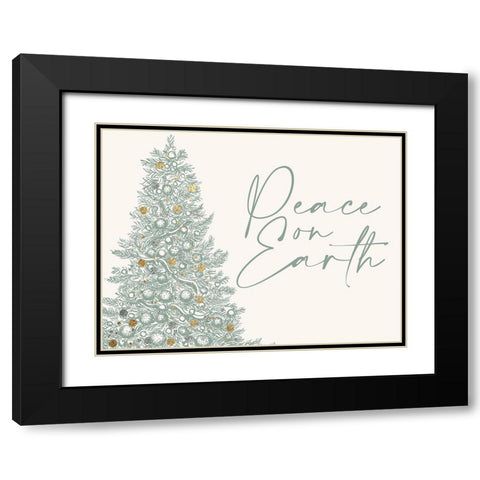 Peace On Earth Christmas Tree Black Modern Wood Framed Art Print with Double Matting by Allen, Kimberly