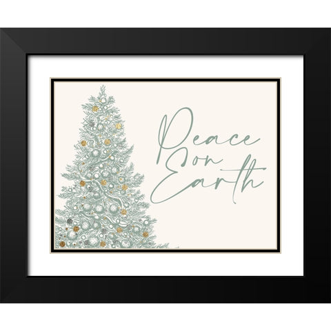 Peace On Earth Christmas Tree Black Modern Wood Framed Art Print with Double Matting by Allen, Kimberly