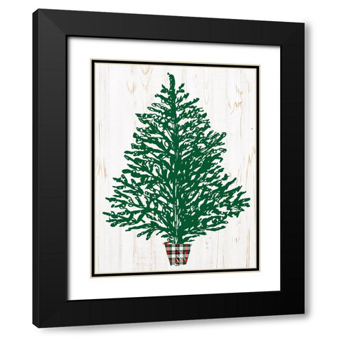 Plaid Christmas Tree Black Modern Wood Framed Art Print with Double Matting by Allen, Kimberly