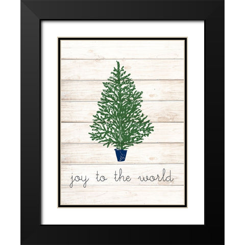 Joy To The World Christmas Tree Black Modern Wood Framed Art Print with Double Matting by Allen, Kimberly