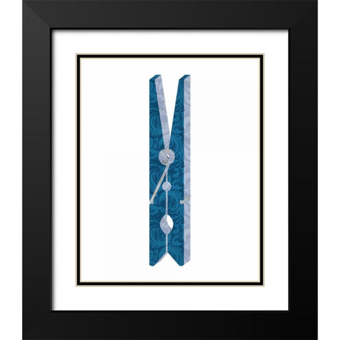 Clothespin 3 Black Modern Wood Framed Art Print with Double Matting by Allen, Kimberly