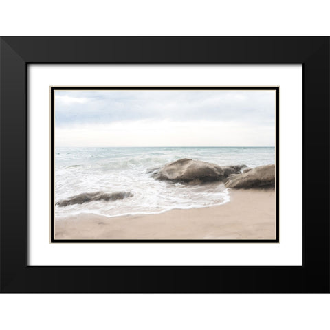 Shoreline Black Modern Wood Framed Art Print with Double Matting by Allen, Kimberly