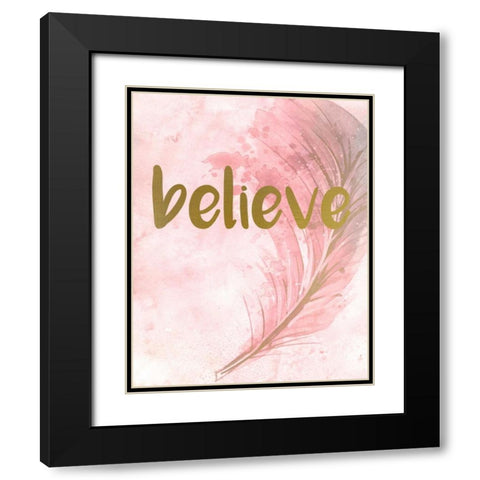 Pink Feathered 1 Black Modern Wood Framed Art Print with Double Matting by Allen, Kimberly