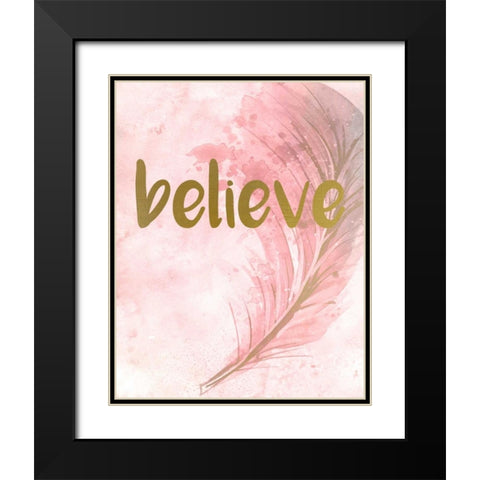Pink Feathered 1 Black Modern Wood Framed Art Print with Double Matting by Allen, Kimberly