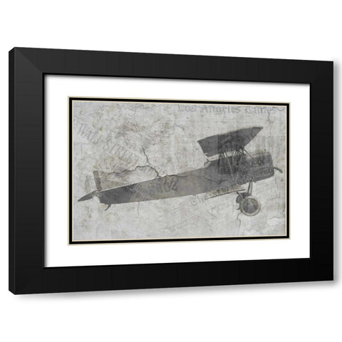 Newspaper Air Travel Black Modern Wood Framed Art Print with Double Matting by Allen, Kimberly