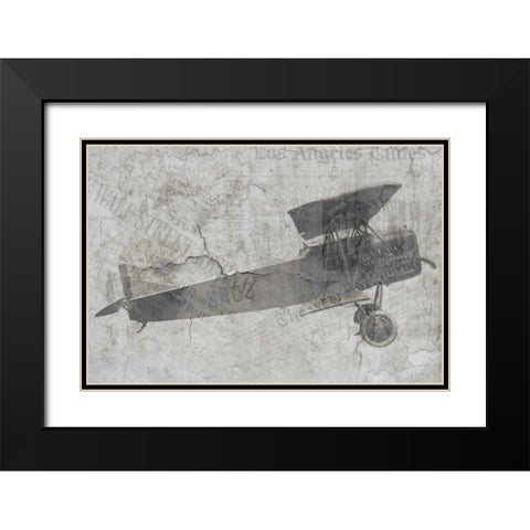 Newspaper Air Travel Black Modern Wood Framed Art Print with Double Matting by Allen, Kimberly