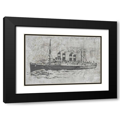 Newspaper Sea Travel Black Modern Wood Framed Art Print with Double Matting by Allen, Kimberly