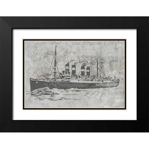 Newspaper Sea Travel Black Modern Wood Framed Art Print with Double Matting by Allen, Kimberly
