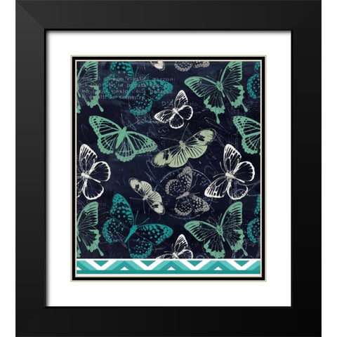 Butterflies and Chevron Black Modern Wood Framed Art Print with Double Matting by Allen, Kimberly