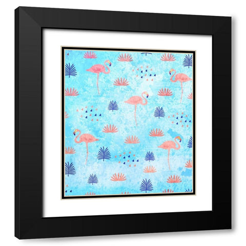 Flamingo Dance Black Modern Wood Framed Art Print with Double Matting by Allen, Kimberly