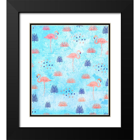 Flamingo Dance Black Modern Wood Framed Art Print with Double Matting by Allen, Kimberly