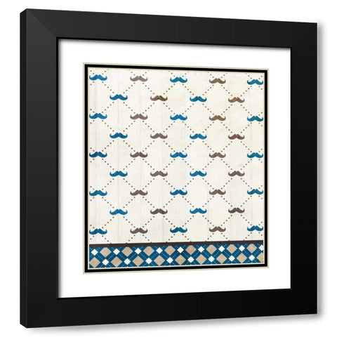Mustache Blue Black Modern Wood Framed Art Print with Double Matting by Allen, Kimberly