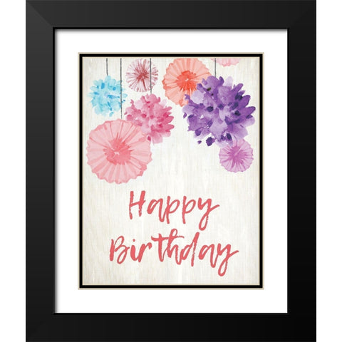Birthday Pom Poms Black Modern Wood Framed Art Print with Double Matting by Kimberly, Allen