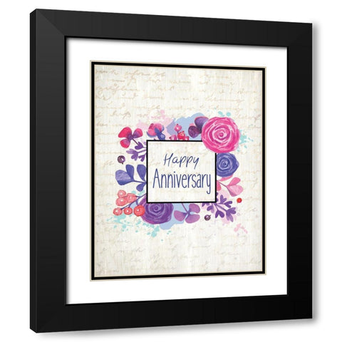 Happy Anniversary Letter Black Modern Wood Framed Art Print with Double Matting by Kimberly, Allen