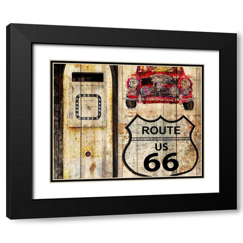 Classic Car Route 66 Black Modern Wood Framed Art Print with Double Matting by Allen, Kimberly