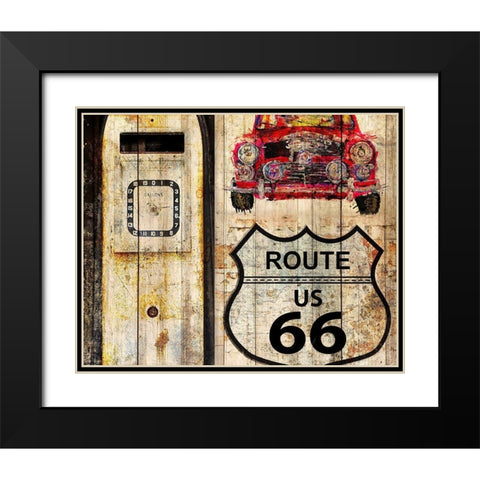 Classic Car Route 66 Black Modern Wood Framed Art Print with Double Matting by Allen, Kimberly