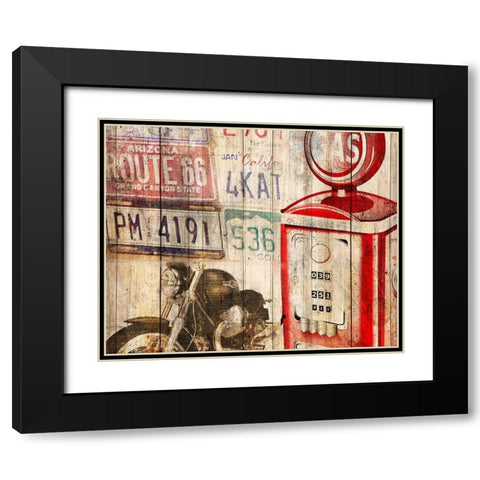 Classic Motorcycle Black Modern Wood Framed Art Print with Double Matting by Kimberly, Allen