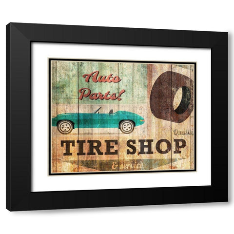 Tire Shop Black Modern Wood Framed Art Print with Double Matting by Kimberly, Allen