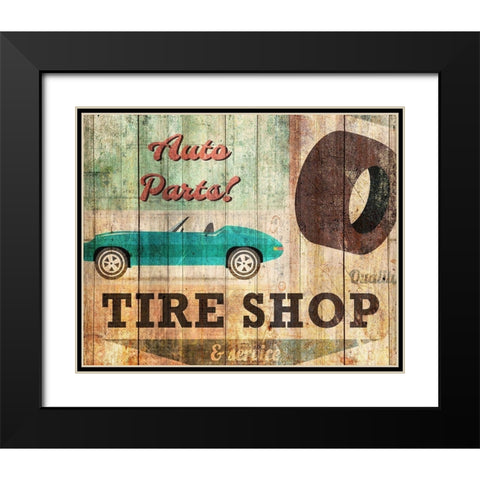 Tire Shop Black Modern Wood Framed Art Print with Double Matting by Kimberly, Allen