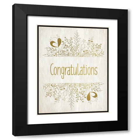 Congratulations Rustic Flowers Black Modern Wood Framed Art Print with Double Matting by Kimberly, Allen