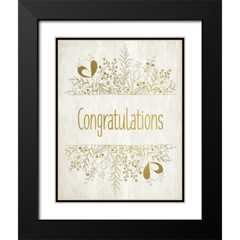 Congratulations Rustic Flowers Black Modern Wood Framed Art Print with Double Matting by Kimberly, Allen