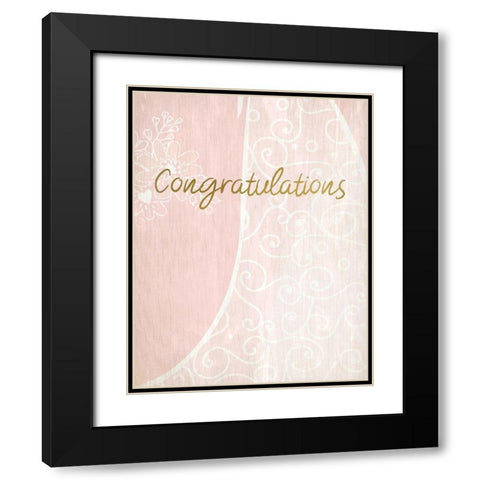 Congratulations Bride to Be Pink Black Modern Wood Framed Art Print with Double Matting by Kimberly, Allen