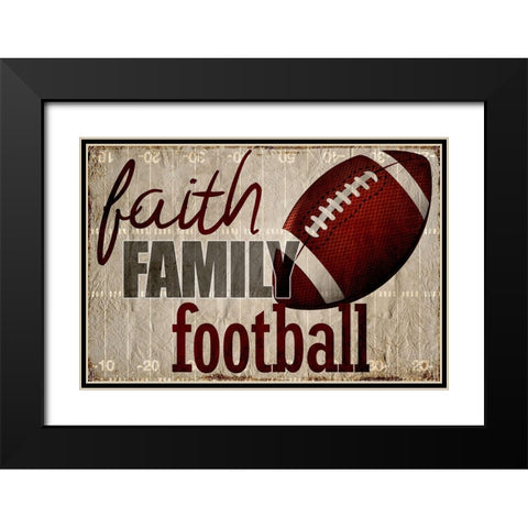 Faith Family Football Black Modern Wood Framed Art Print with Double Matting by Kimberly, Allen