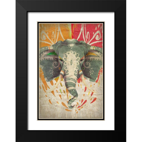 Elephant Splashes Black Modern Wood Framed Art Print with Double Matting by Kimberly, Allen