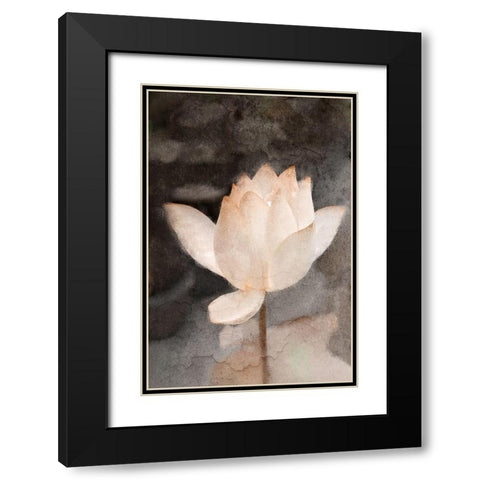 Lotus Bloom Black Modern Wood Framed Art Print with Double Matting by Kimberly, Allen