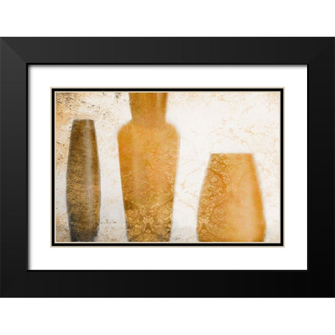 Vases in Orange Black Modern Wood Framed Art Print with Double Matting by Kimberly, Allen